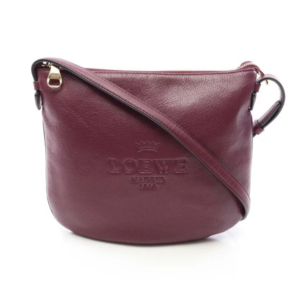 Loewe Heritage Shoulder Bag Leather Bordeaux Purple
